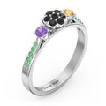 Trinity Cluster Ring with Birthstones and Accents