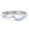 Curved Asymmetrical Wedding Band With Accents