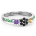 Trinity Cluster Ring with Birthstones and Accents
