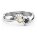 Double Interlocked Hearts Ring