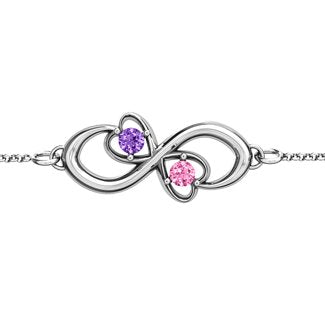 Duo of Hearts and Stones Infinity Bracelet