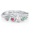 Angel Wing Ring with Heart Shaped Gemstone