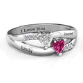 Dual Heart Gemstone Ring with Diamond Accents | Promise ring