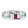 Baguette Birthstone Ring with Accents