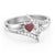 Flared Bypass Ring with Heart Cut Gemstones and Accents