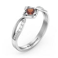 Solitaire Princess Cut Ring with Twisted Split Shank and Accents