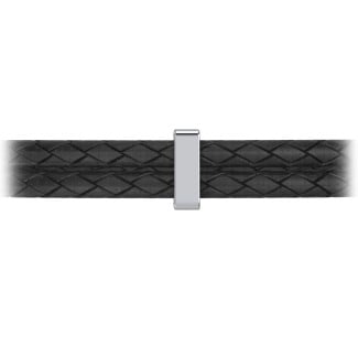 Men’s Leather Sterling Silver Vertical Engravable Bar Bracelet