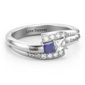 Engravable Bypass Ring with Princess Cut Gemstones and Accents