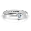 Solitaire Heart Gemstone Ring with Tapered Knife Edge Band