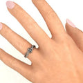 Solitaire Princess Cut Ring with Twisted Split Shank and Accents