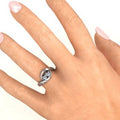 Engravable Double Heart Gemstone Wave Ring