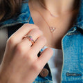 Double Heart Gemstone Promise Ring with Accents